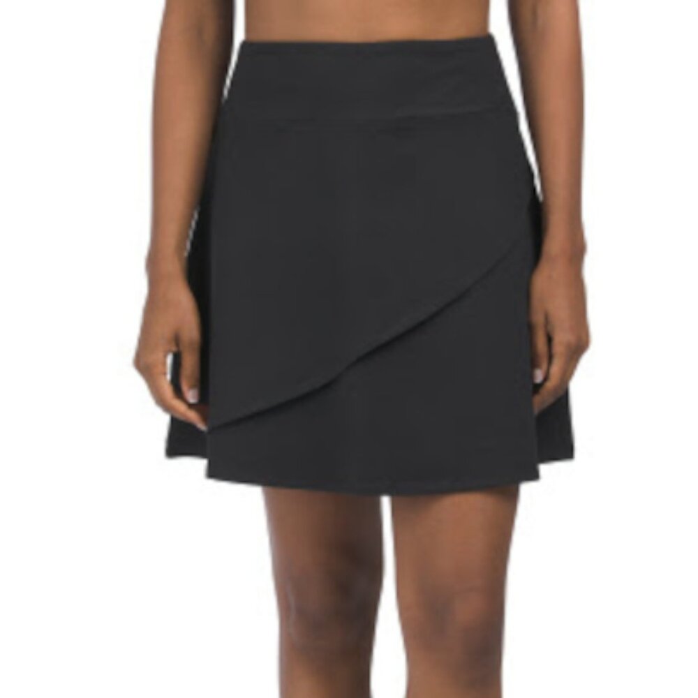 Eddie Bauer Kacey Skirt faux wrap XL black NWT active unlined